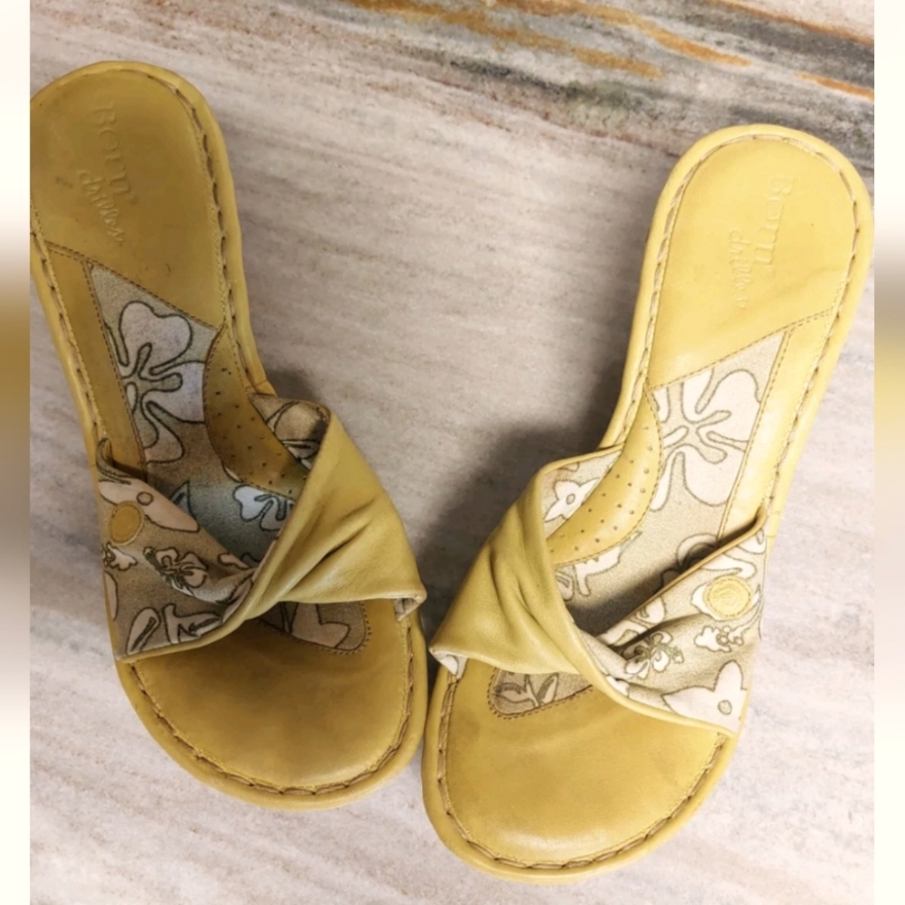 Born Drilles Womens Lime Green Wedge Open Toe Sandals Espadrilles slide on Shoes
